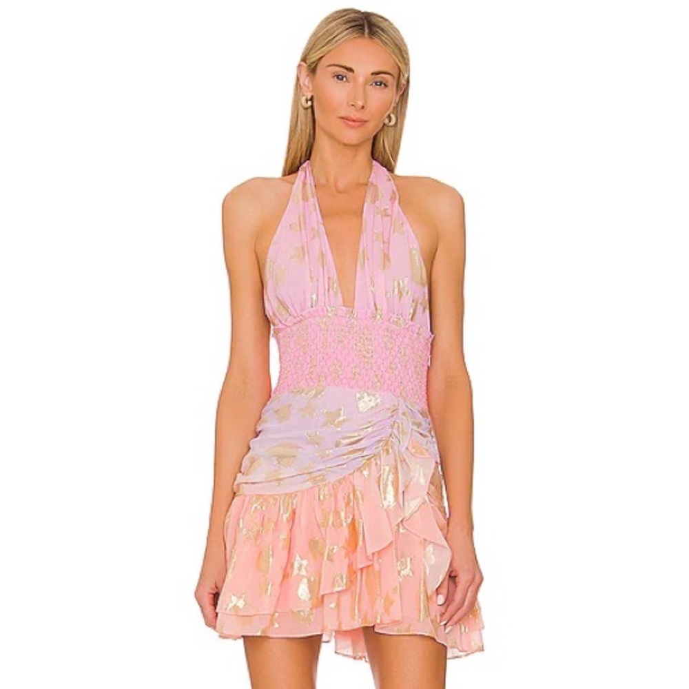 LoveShackFancy Cambria halter dress sunset orange ombré new with tags small